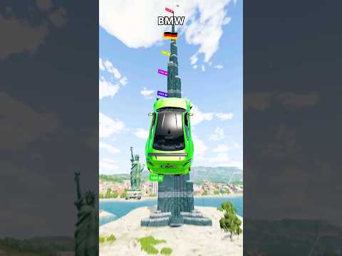 Which Car Can Touch Burj Khalifa Antenna ? BeamNG.drive  #beamngdrive #simulator #shorts