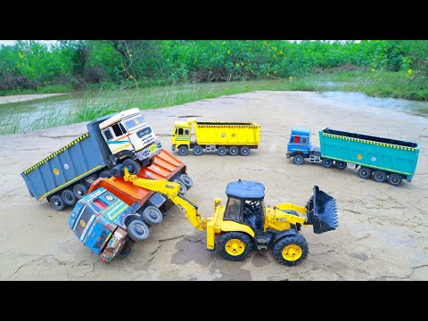 Ashok Leyland 3525 Tipper @ccident Pulling Out Crane JCB 3DX Super ? New kids Cartoon Video | CS Toy