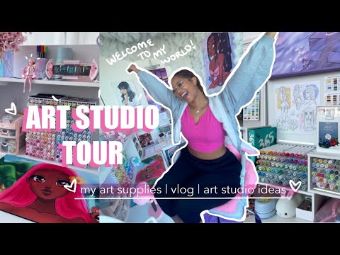 ART STUDIO TOUR 🌸 | art supplies 🎨 | cute n cozy vlog