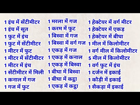 खेत मापने की इकाई  | jamin ko kaise mapa jata hai | 1 foot mein kitne inch hote Hain