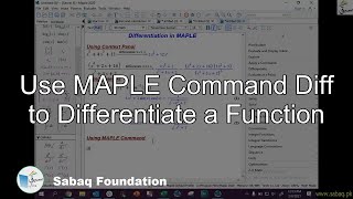 Use MAPLE Command Diff to Differentiate a Function