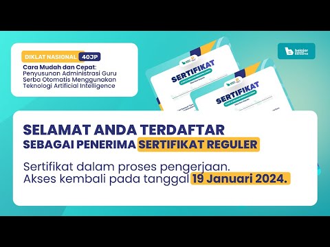 Selamat Anda Terdaftar Sebagai Penerima Sertifikat
