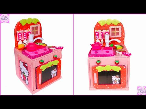 DIY Cardboard Hello Kitty Strawberry 🍓 Kitchen  Toy set  For kids