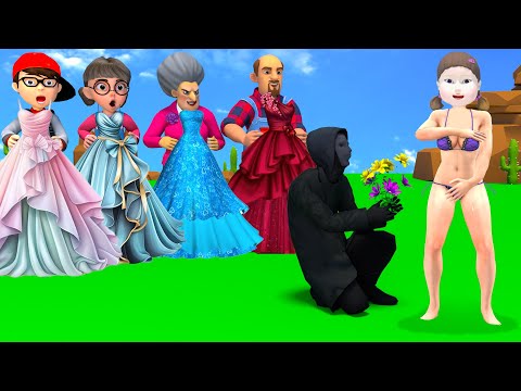 Scary Teacher 3D vs Squid Game Help Doll cute Choose Fashion Wedding Dress 5 Times Challenge