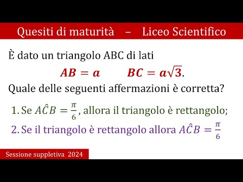 Maturità 2024 - Geometria (trigonometria) - SUPPLETIVA - QUESITO 1
