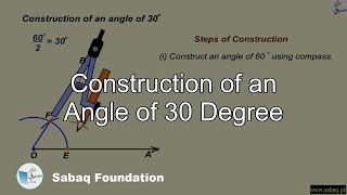 Construction of an Angle of 30 Degree
