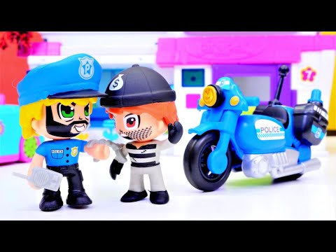 Pinypon Polis ve araçları. Yeni oyuncak açıyoruz! Hırsız yakalama oyunu