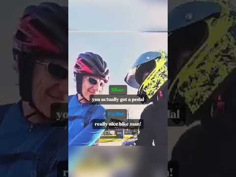 When A Biker Meets A Rare Wholesome Cyclist๐ #bikerlife #cyclist #wholesomemoments #respect