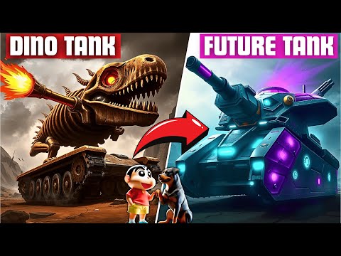 SHINCHAN Upgrading A DINOSAUR BONE Tank Into A FUTURISTIC POWERFUL TANK | Tank Arena Steel Battle