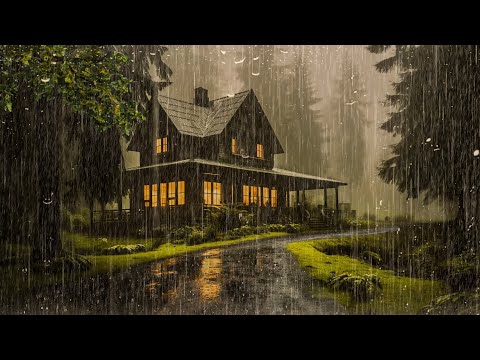 HEAVY RAIN on Roof for Deep Sleep & Insomnia Relief | Thunderstorm for Insomnia, Relaxing, Study