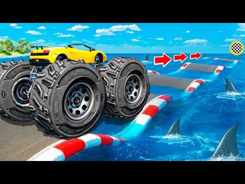 ПРОЕХАЛ ВОДНЫЕ КОЧКИ НА ОГРОМНЫХ ТАЧКАХ В ГТА 5! ЭКСПЕРИМЕНТ GTA 5 ОНЛАЙН