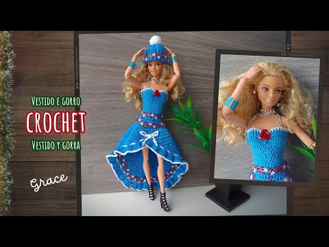 Vestido e gorro Natalinos para Barbie 🎄 Grace