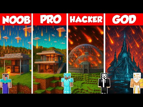 Lava Rain Safest Base Build Battle Challenge - Noob vs Pro vs Hacker vs God - Minecraft Animation