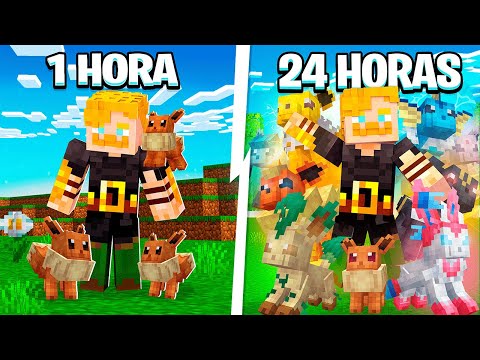 Pasé 24 HORAS COSIGUIENDO TODAS LAS EVOLUCIONES DE EEVEE en MINECRAFT COBBLEMON!