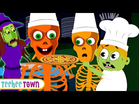 Five Skeletons Cooking At A Party | Spooky Scary Skeletons Kids Songs @hooplakidz
