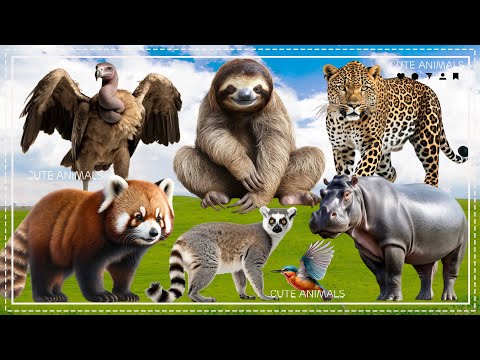 Lovely Animal Sounds: Vulture, Langur, Leopard, Red panda, Bird, Hippo  | Animal Moments