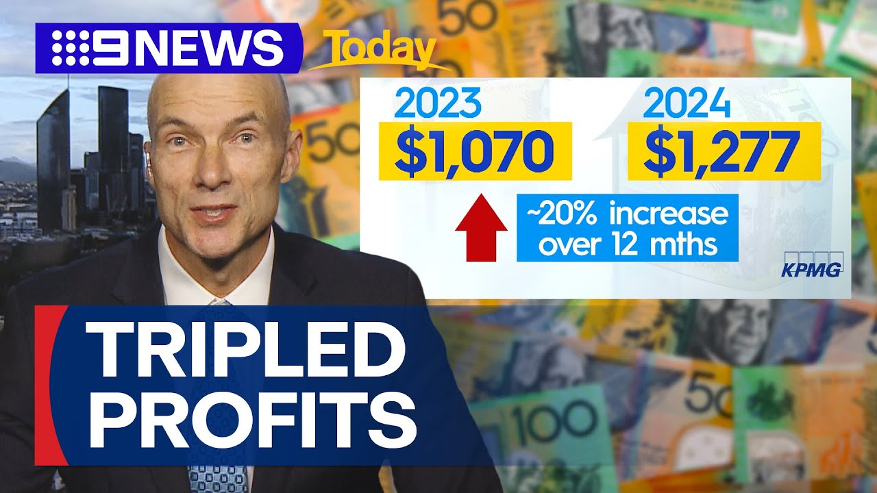 Australian insurers triple their profits, despite of cost of living struggles | 9 News Australia
