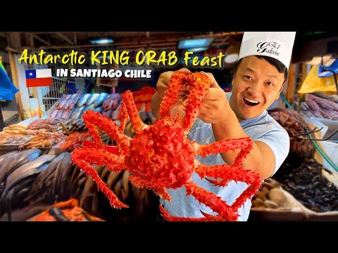 🦀 GIANT Antarctic KING CRAB & TRADITIONAL Market STREET FOOD Tour in Santiago Chile