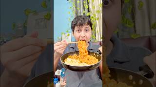 Trying Rice cake and carbonara noodles at night #funnyshorts #ytshorts #shorts