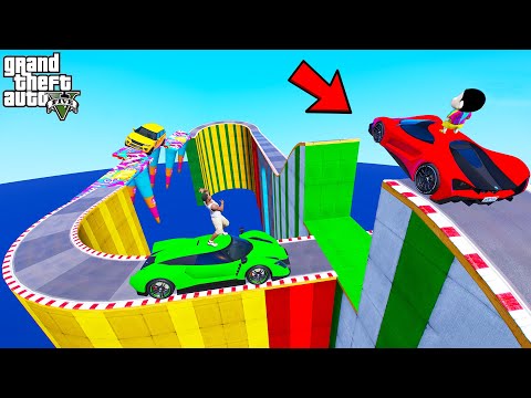 FRANKLIN TRIED JUMP ABOVE CAR PARKOUR RAMP CHALLENGE GTA 5 | SHINCHAN and CHOP