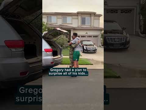 Watch deployed coach shock his students with surprise visits | Militarykind #shorts