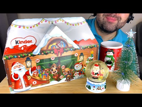 ASMR KINDER CHOCOLATE CHRISTMAS ADVENT CALENDAR (CHOCOLATE PARTY) MUKBANG EATING SOUNDS