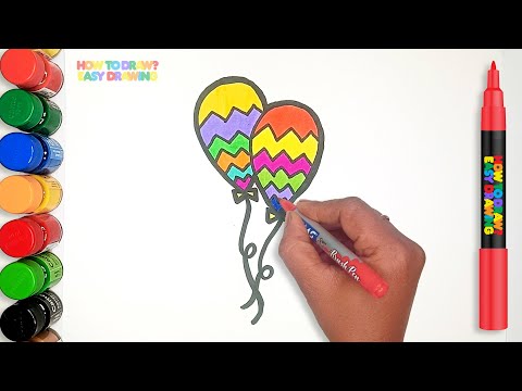 How to Draw Colorful Balloons with Zigzag Patterns - Easy Drawing for Kids