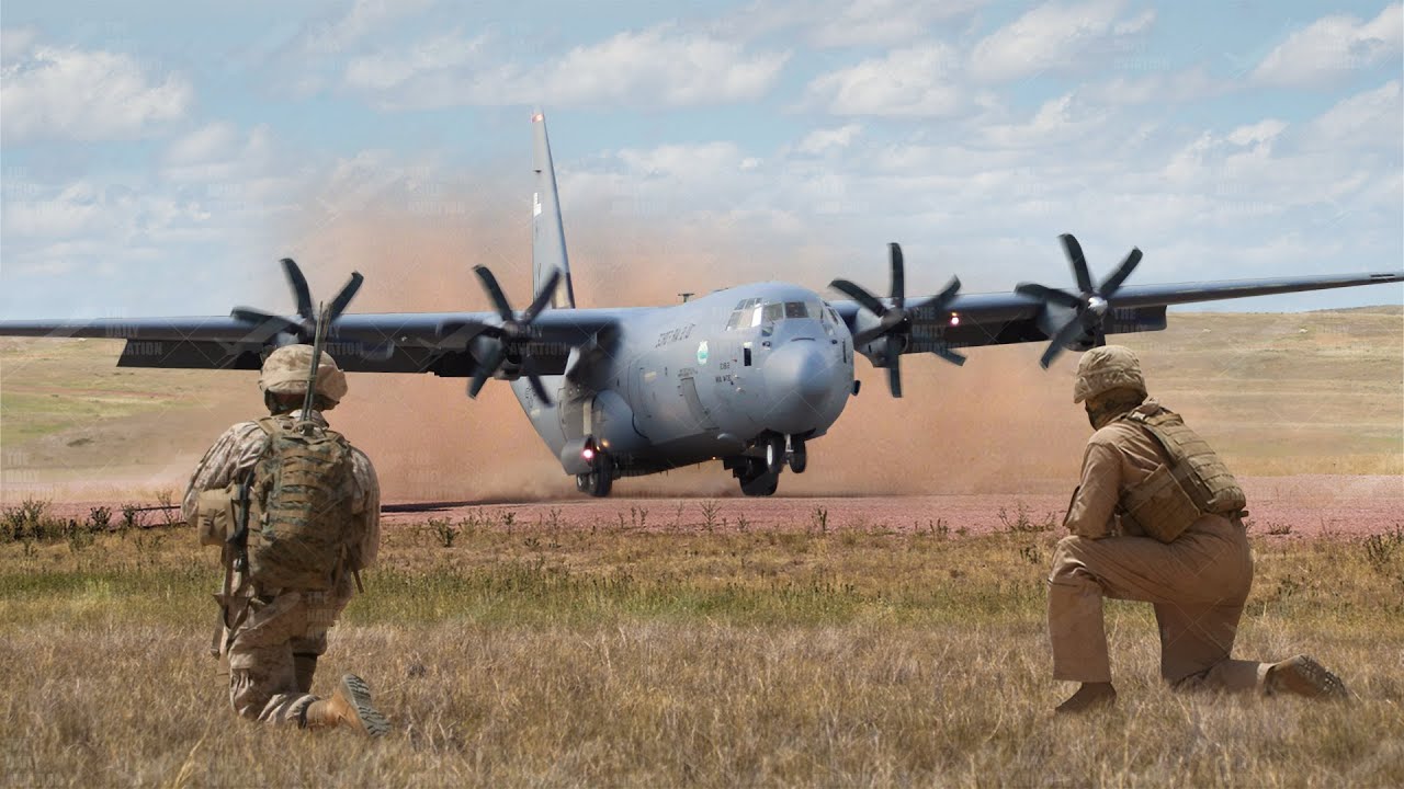 Massive US C-130 Aircraft Flawless Austere Landing on Dirt Strip