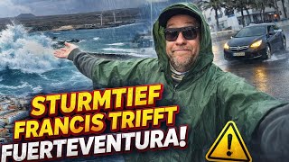 🔥 „Sturmtief Francis trifft Fuerteventura! 🌊 Sonne ➝ Sturm ➝ Überflutungen | Wetter-Update 2.1.2026“