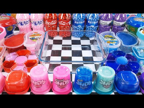 Satisfying Video How to make Rainbow Red vs Blue Slime Mixing All My Slime Smoothie Cutting ASMR