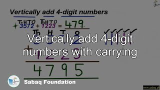 Vertically add 4-digit numbers with carrying