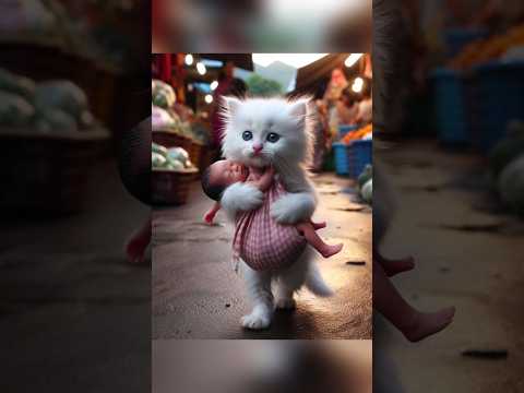 White kitten rescued the poor baby🐾👼 #kitten #shorts #baby #jesus #amen #shorts #shortstory