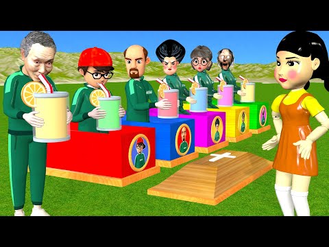 Scary Teacher 3D vs Squid Game Hiding in Wooden Coffin vs Drinking Straw Challenge Who Winer