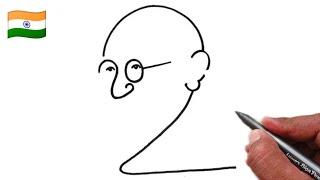 How to Draw Mahatma Gandhi Using Number 2 | Creative & Easy 15 August Art Idea