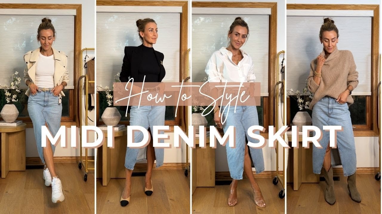 HOW TO STYLE A LONG DENIM SKIRT | 8 Denim Skirt Outfit Ideas