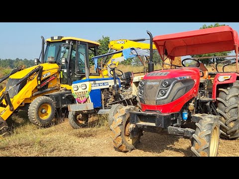 JCB 3DX Backhoe Machine Loading Mud In Mahindra DI And Swaraj Tractor Trolley | Jcb Dozer Cartoon