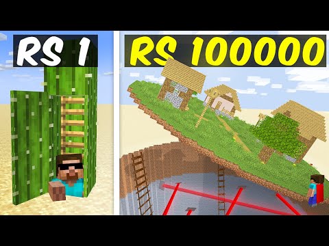 Rs1 vs Rs1,00,000 SECRET BASE BUILD BATTLE IN MINECRAFT