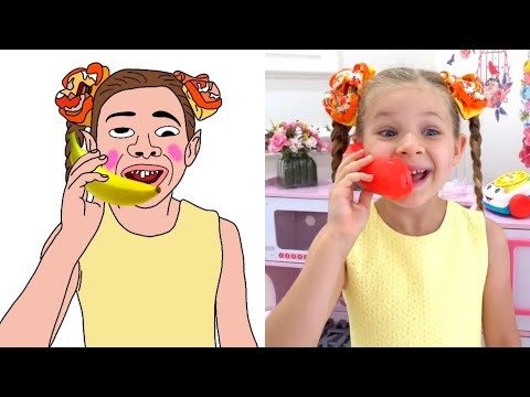 Diana and Roma Pretend play hide and seek with dad + More Funny Drawing Meme