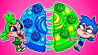 🎨 Learn Colors | Green and Blue Challenge Song 💚💙 | Funny English for Kids