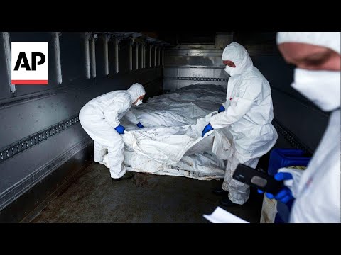 YouTube video thumbnail: Bodies of Ukraine Soldiers Arrive at Forensic Center for Investigation