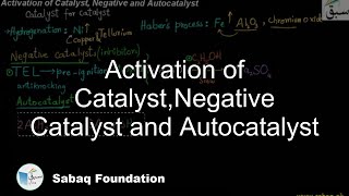 Activation of Catalyst,Negative Catalyst and Autocatalyst