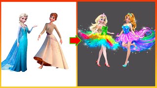 Elsa Anna Frozen Glow Up Rainbow Girls - Disney Princesses Transformation