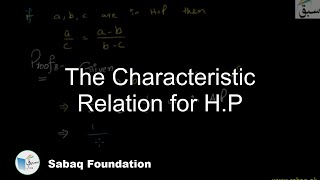 The Characteristic Relation for H.P