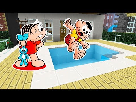 MÔNICA JOGOU O CASCÃO DENTRO DA PISCINA COM ÁGUA ! MINECRAFT TURMA DA MÔNICA