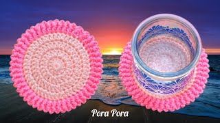Crochet Beach Coaster I Crochet Star Stitch Coaster I Crochet Shell Coaster