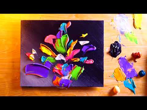 My 4 Art Ideas - Prolific Abstract Painting | Acrylics And Pastels | Time Lapse