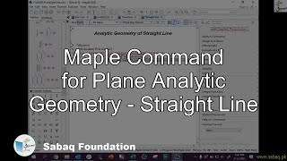 Maple Command for Plane Analytic Geometry - Straight Line