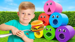 Magic Hungry Tubes! Kids Learn Colors and Shapes!