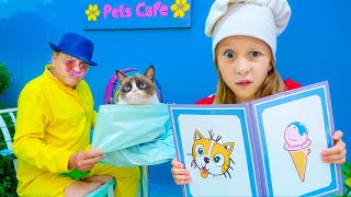 Nastya abre um café para pets! Quem é o cliente surpresa?