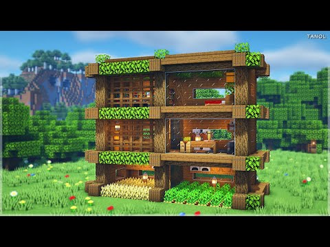 ⚒️Minecraft | How To Build a Survival Set Wooden House - 마인크래프트 건축 : 야생 생존 세트 나무 집 만들기